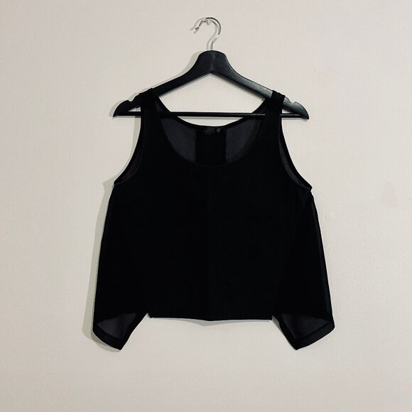BIK BOK Scandi Brand Cropped Swing Mesh Panel Tank Top (Black, XS) - Picture 1 of 5